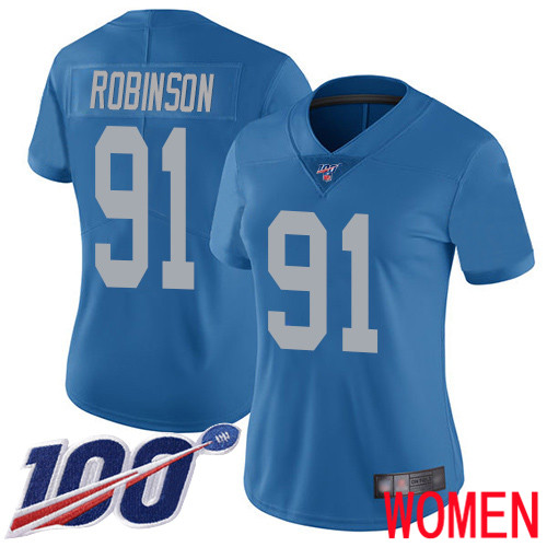 Detroit Lions Limited Blue Women Ahawn Robinson Alternate Jersey NFL Football #91 100th Season Vapor Untouchable->women nfl jersey->Women Jersey